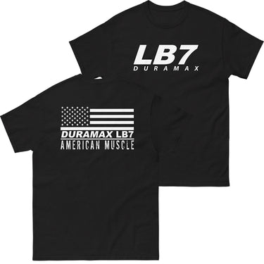 LB7 Duramax T-Shirt - American Muscle Flag-In-Black-From Aggressive Thread